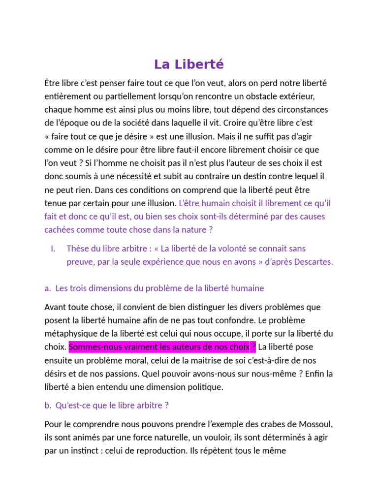 La Liberté | PDF | Libre arbitre | Liberté