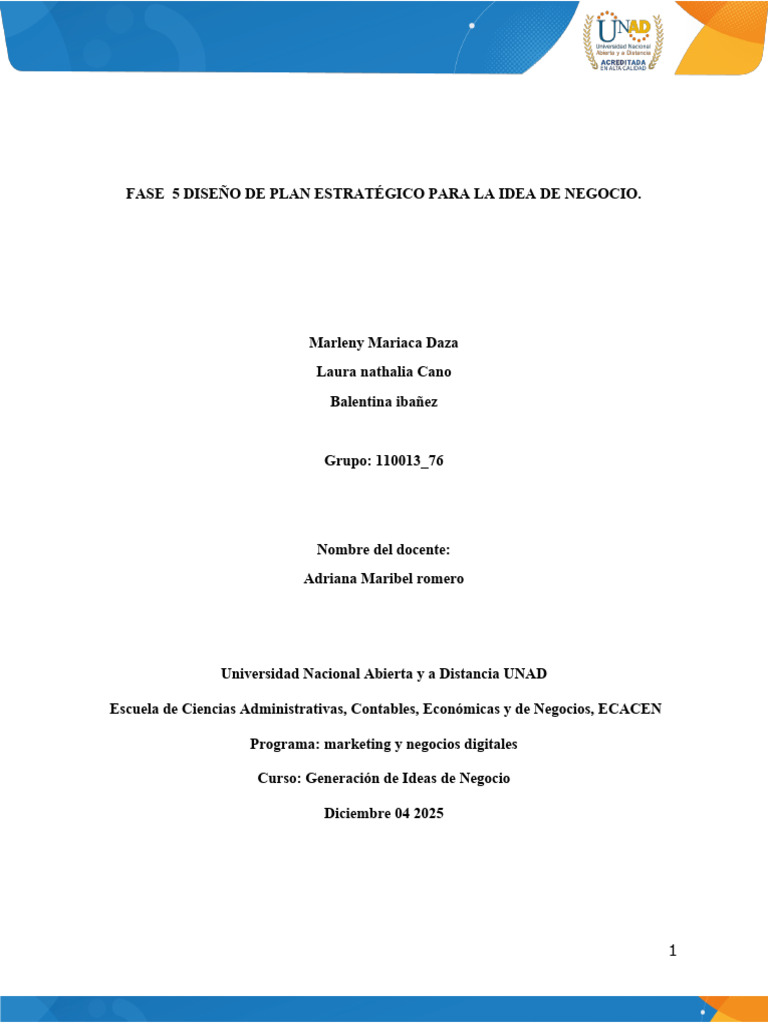 Final generación Idea Negocio | PDF | Business | Sustentabilidad