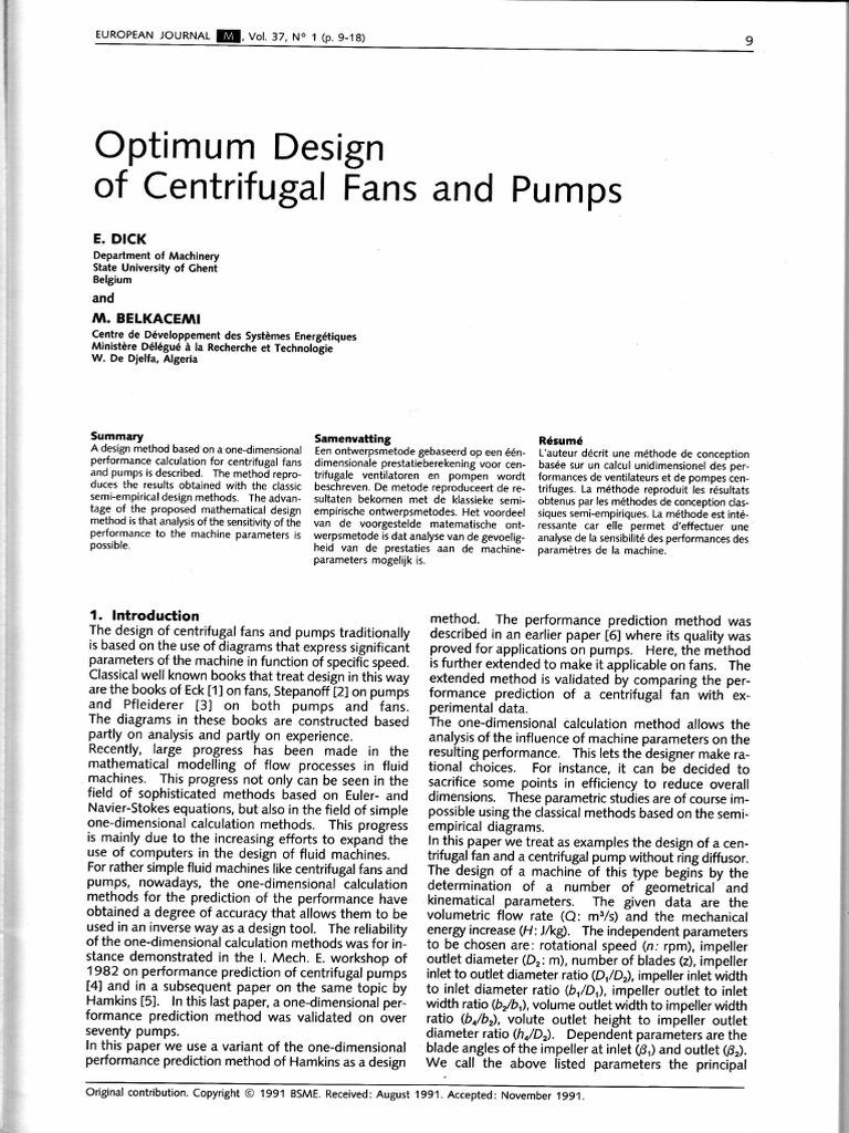 Optimal Design of Centrifugal Fans & Pumps | PDF | Pump | Fluid Dynamics