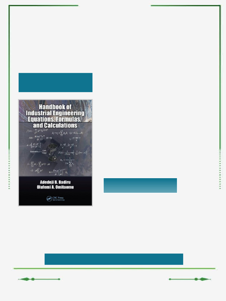 Handbook of Industrial Engineering Equations Formulas and Calculations ...