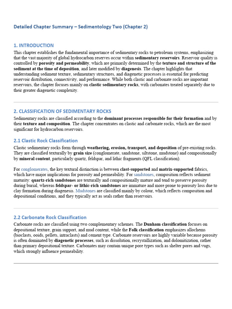 Sedimentology Chapter 2 Detailed Summary | PDF | Sedimentary Rock ...