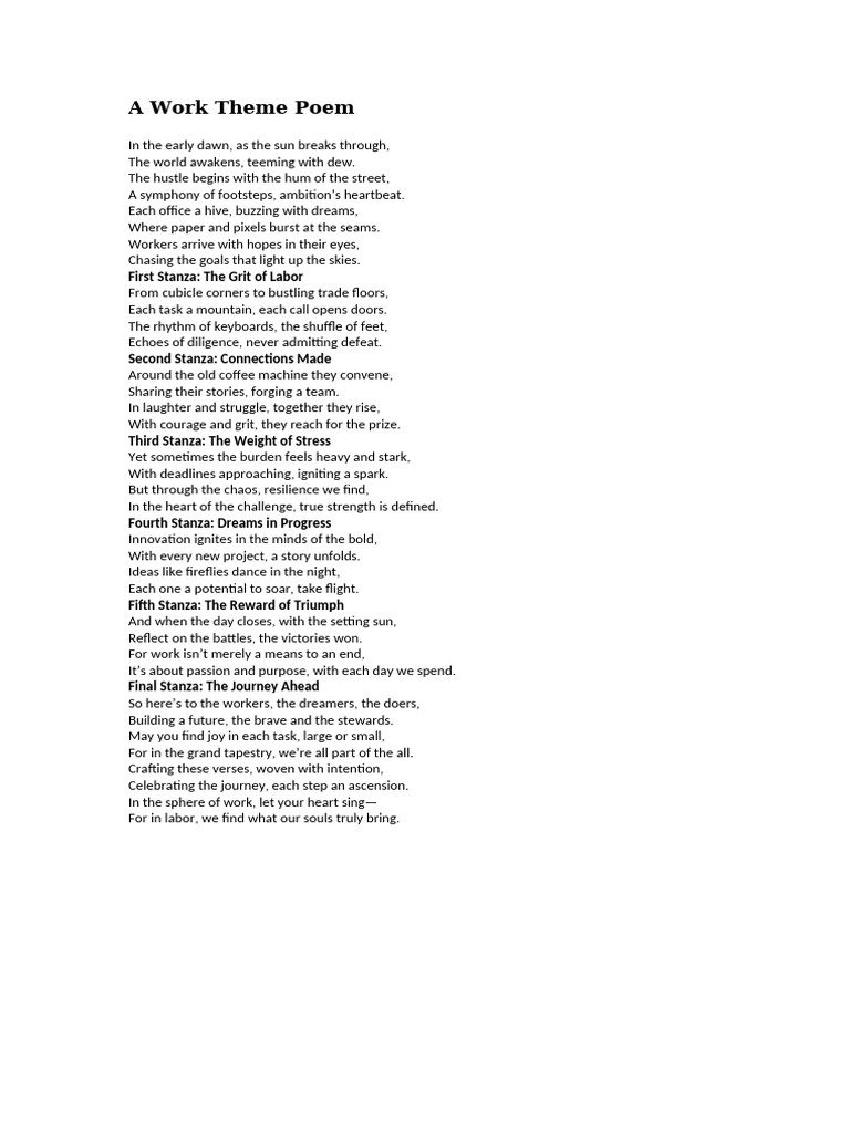 A Work Theme Poem | PDF