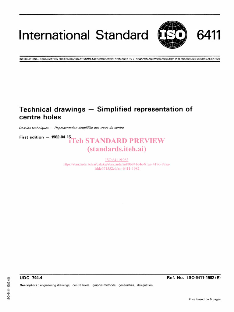 ISO 6411: Simplified Centre Hole Representation | PDF | International ...