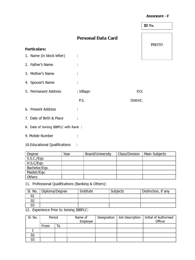 Personal Data Card Template | PDF | Chess Theory | Chess