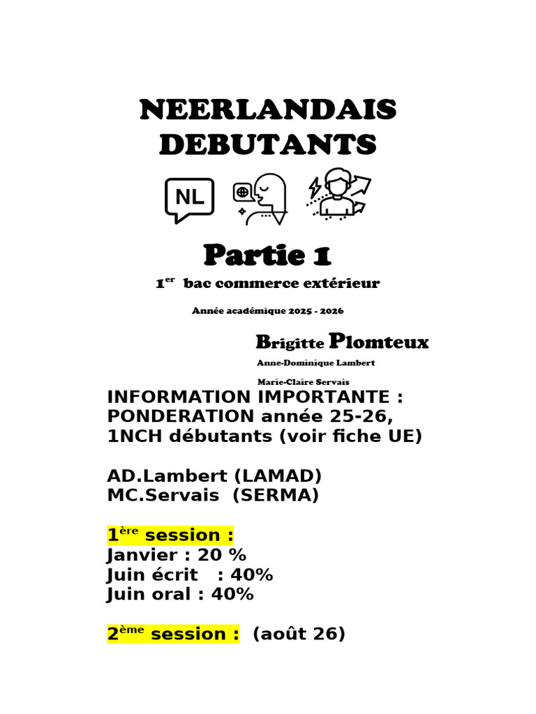 1NCH choix débutants langue Q1 2025-26 | PDF