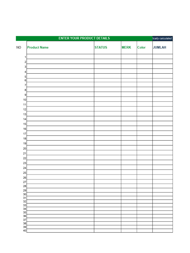 Product Details Entry Template | PDF