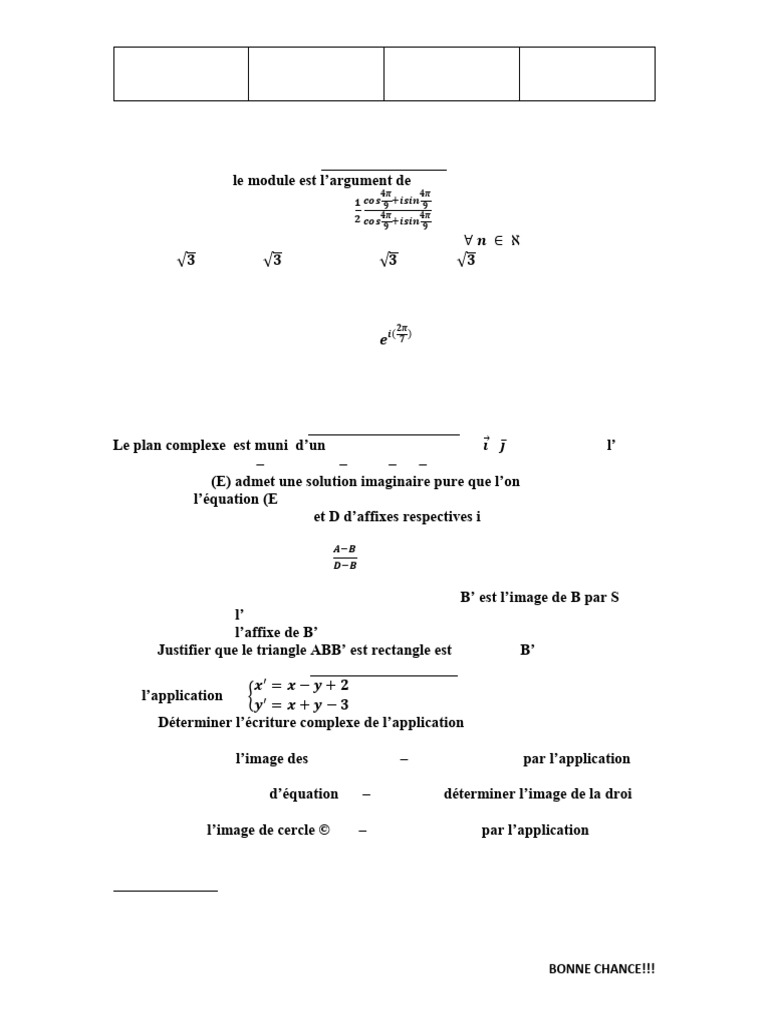 Devoir de Math TD Gaweye 2026 | PDF | Nombre complexe | Mathématiques ...