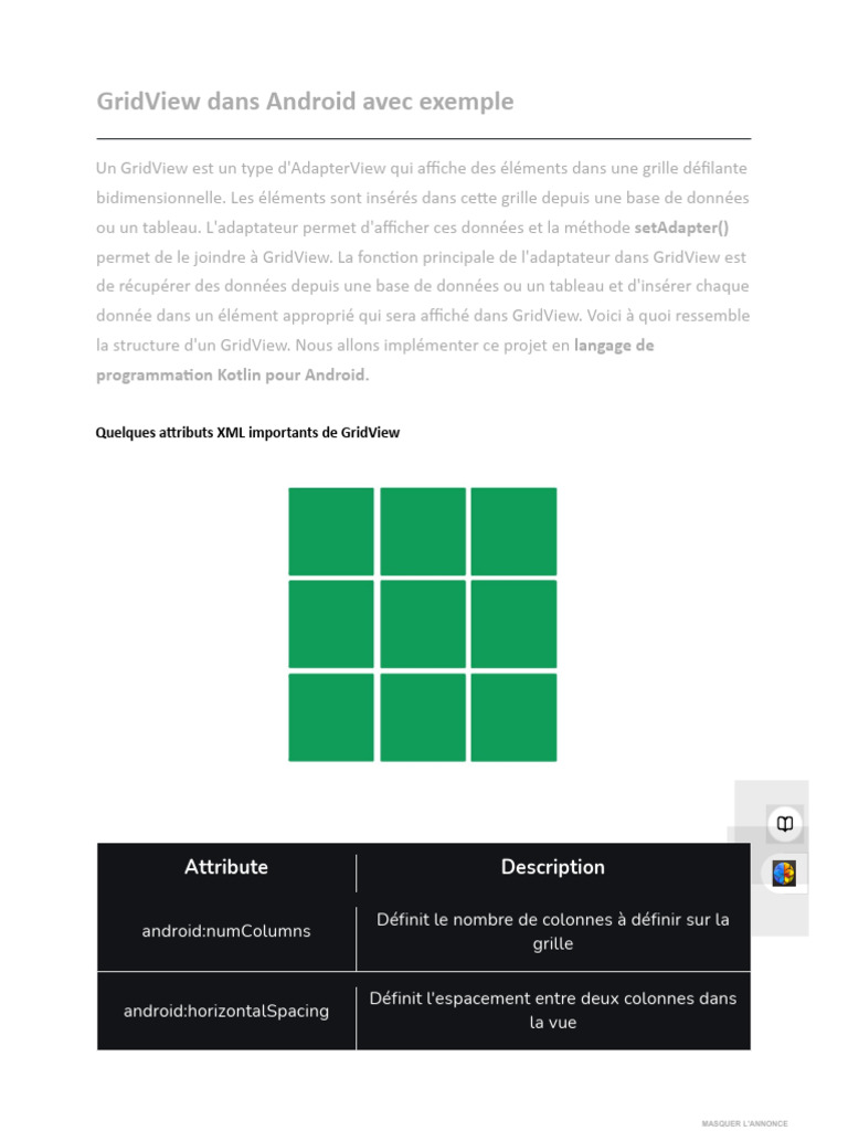GridView Android : Guide Kotlin Complet | PDF | Android (Système d ...