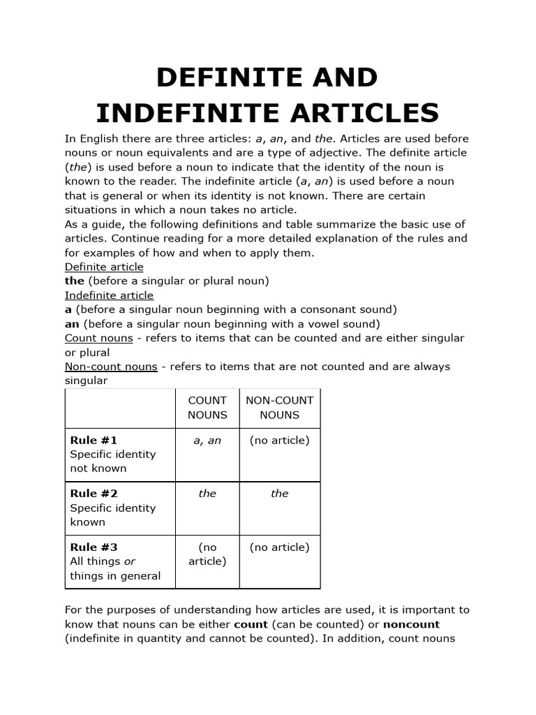 Understanding English Articles: A Guide | PDF | Grammatical Number | Noun