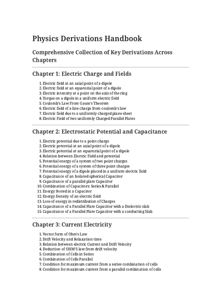 Comprehensive Physics Derivations Index | PDF | Magnetic Field ...