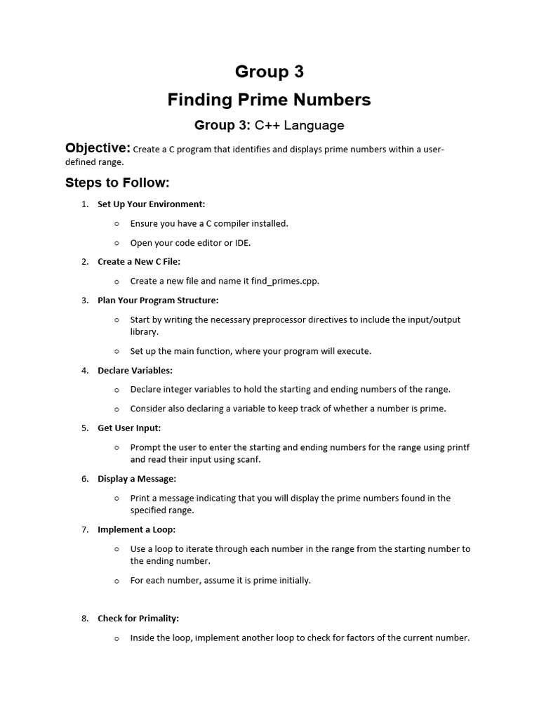 C++ Program to Find Prime Numbers | PDF | Computer Program | Programming