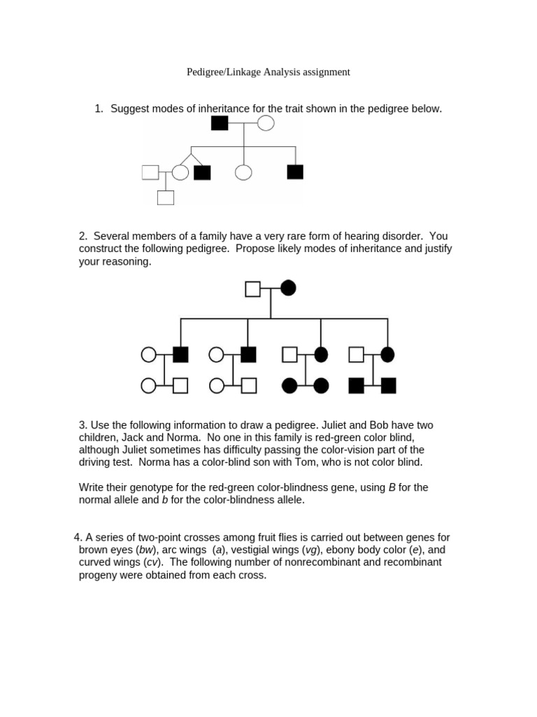 Pedigreeslinkage Assignments 2025 Students | PDF | Genetic Linkage ...