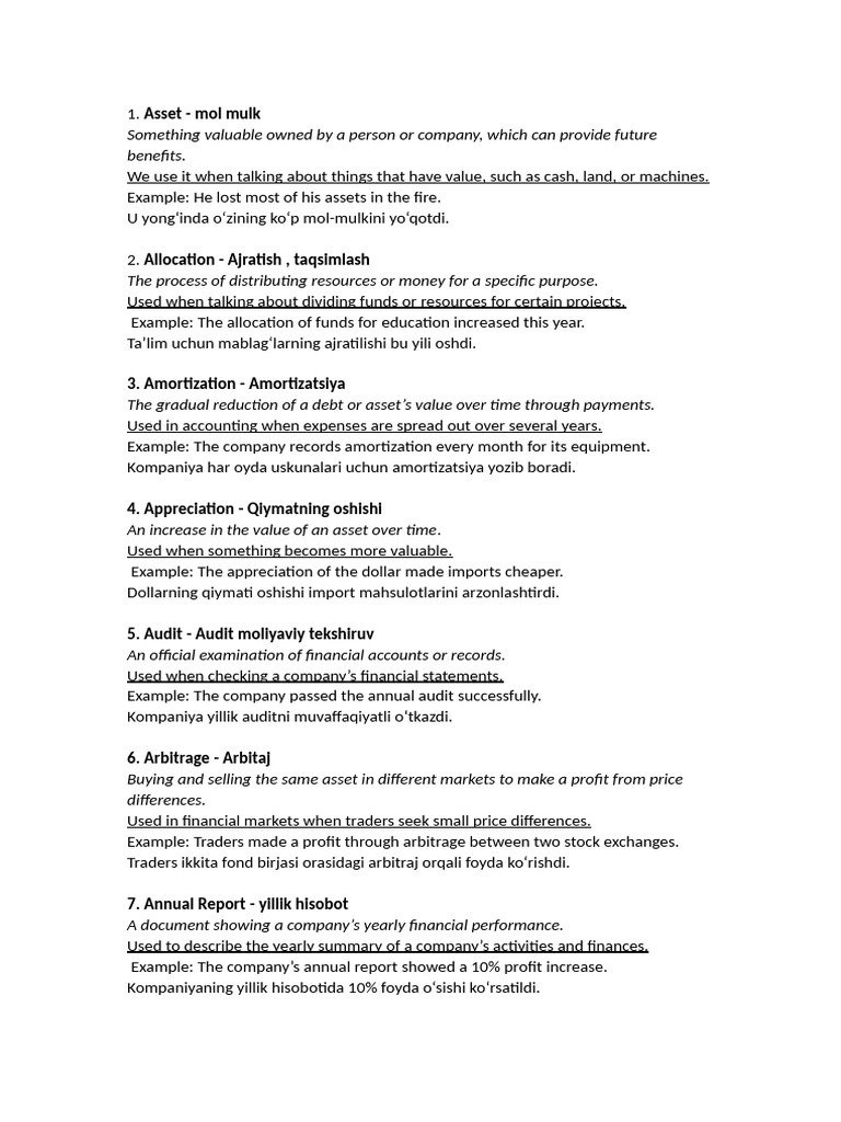 Key Financial Terms Explained | PDF | Mortgages | Finance & Money ...