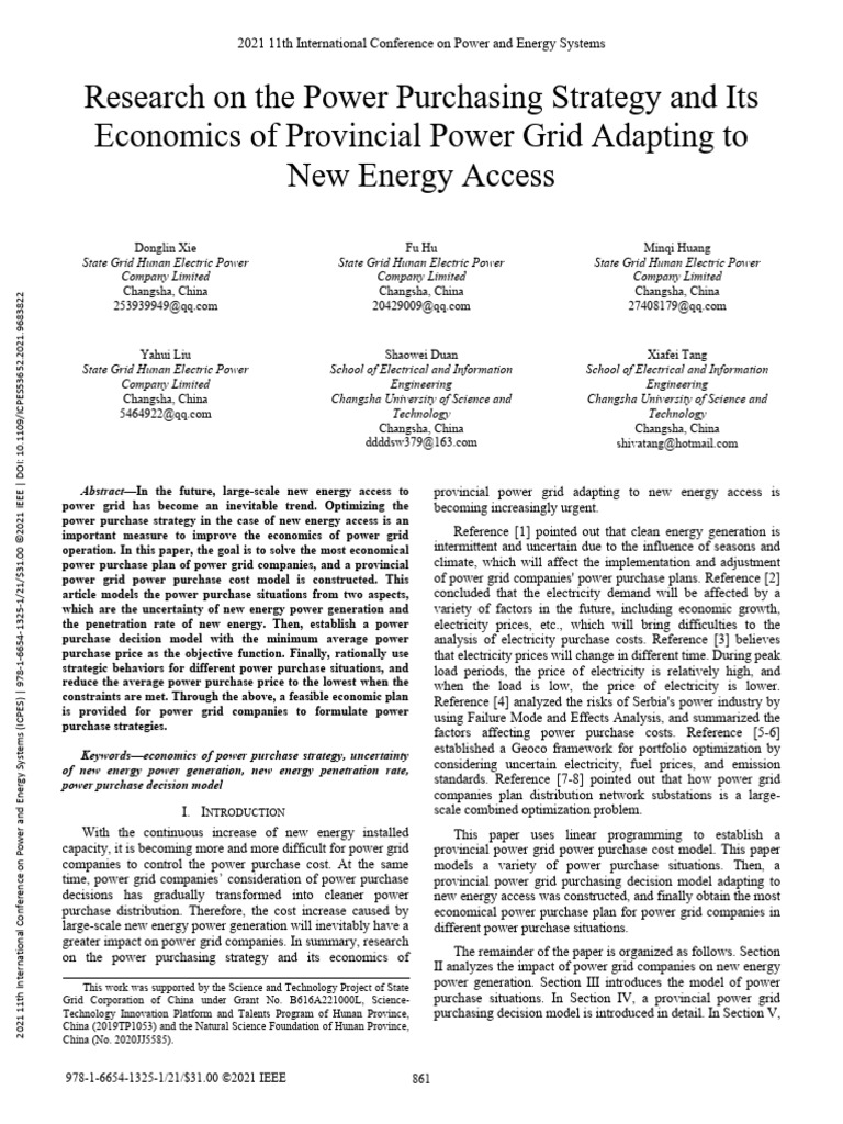 Power Purchase Strategy for New Energy | PDF | Electrical Grid ...