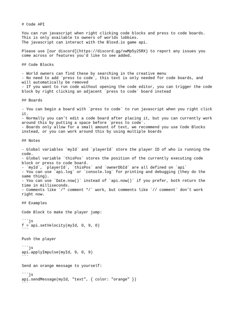 Bloxd.io JavaScript API Guide | PDF | Boolean Data Type | Computer ...