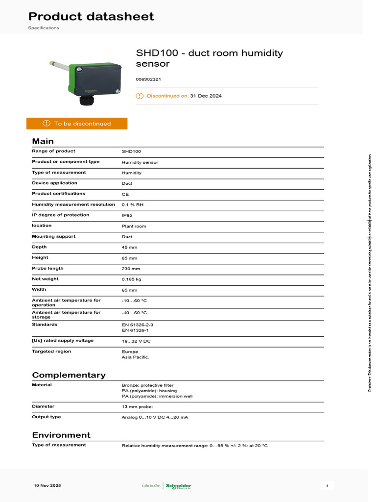 Schneider Electric Humidity-Sensors 006902321 (1) | PDF | Humidity ...