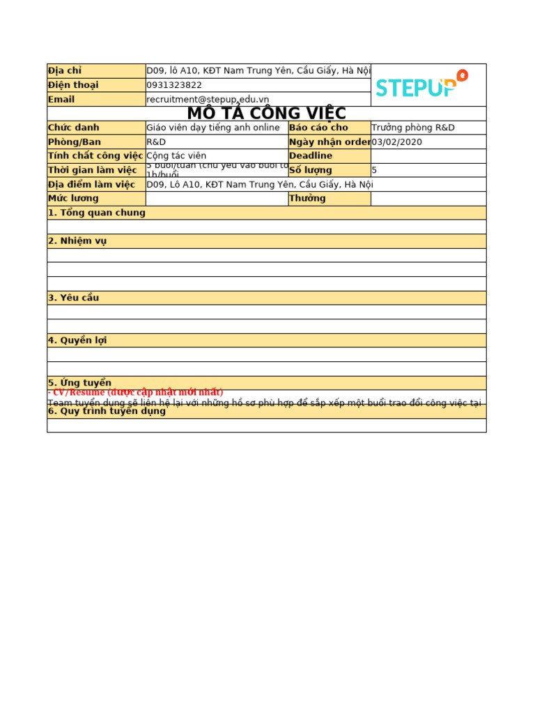 SU JD Template (For Internal) | PDF