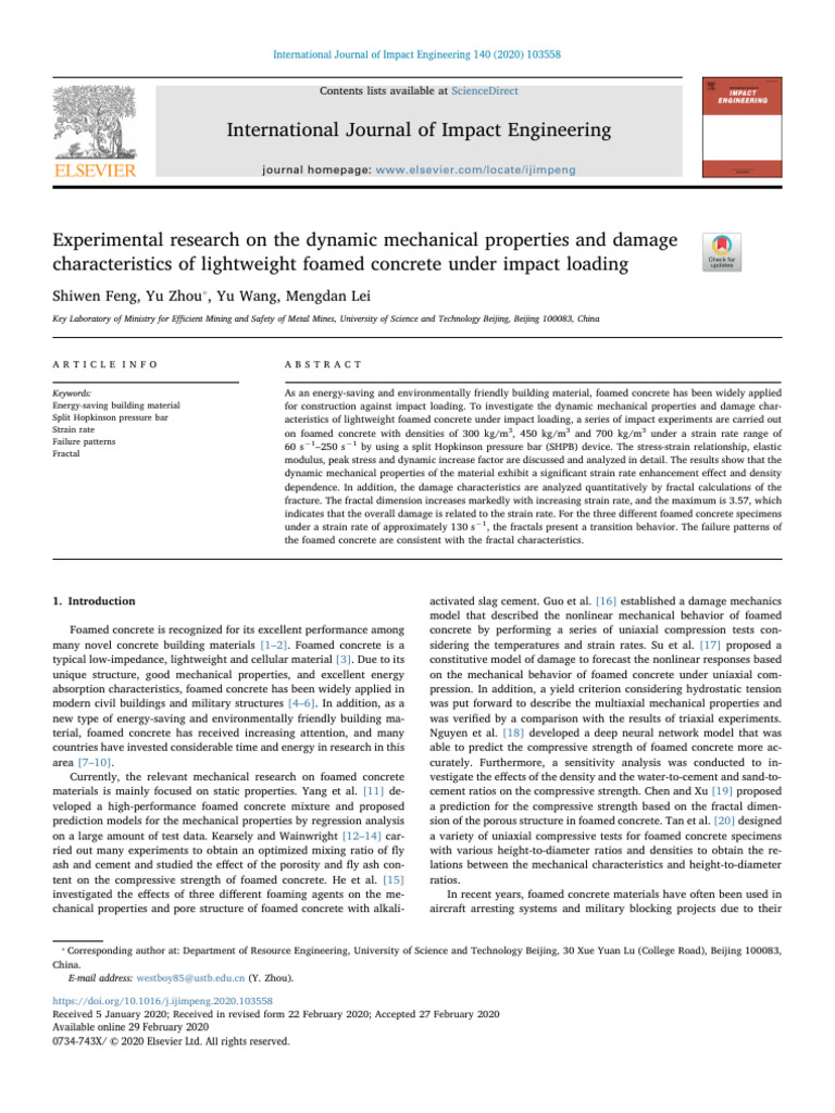 Experimental Research On The Dynamic Mechanical Properties and Damage ...