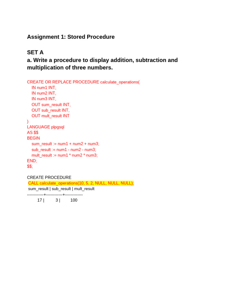 SQL Procedures for Math and Database Operations | PDF | Integer ...