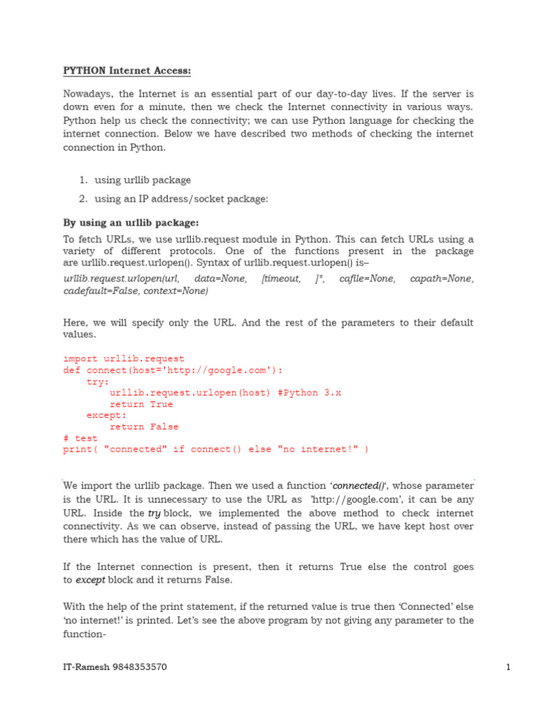 Check Internet Connection with Python | PDF | Computer Programming ...