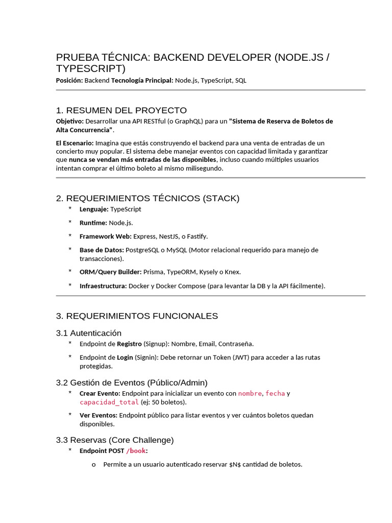 Prueba Técnica: Backend Developer Node.js | PDF | Mi sql | Software