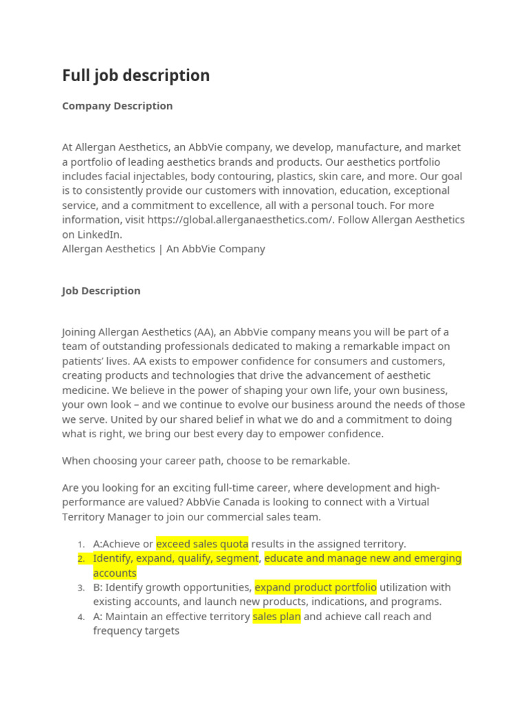 Full Job Description Format | PDF | Marketing | Marketing Strategy