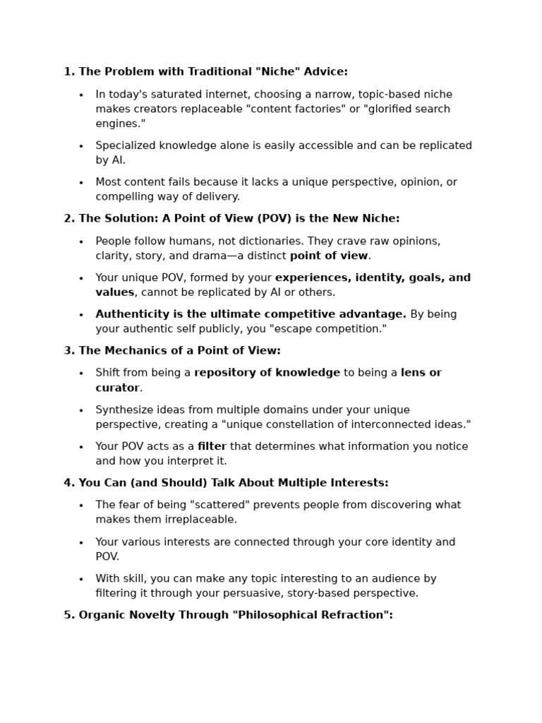 You Don't Need A Niche, You Need A Point of View | PDF | Psychological ...