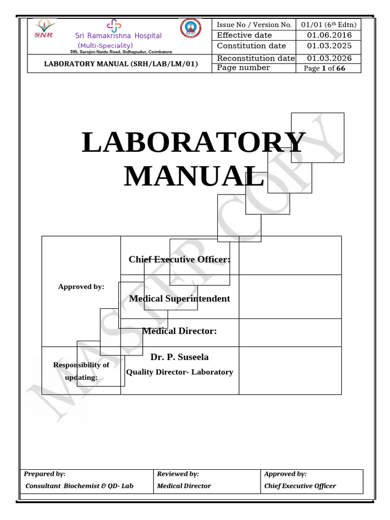 Lab Manual 2025 1 | PDF | Laboratories | Clinical Pathology
