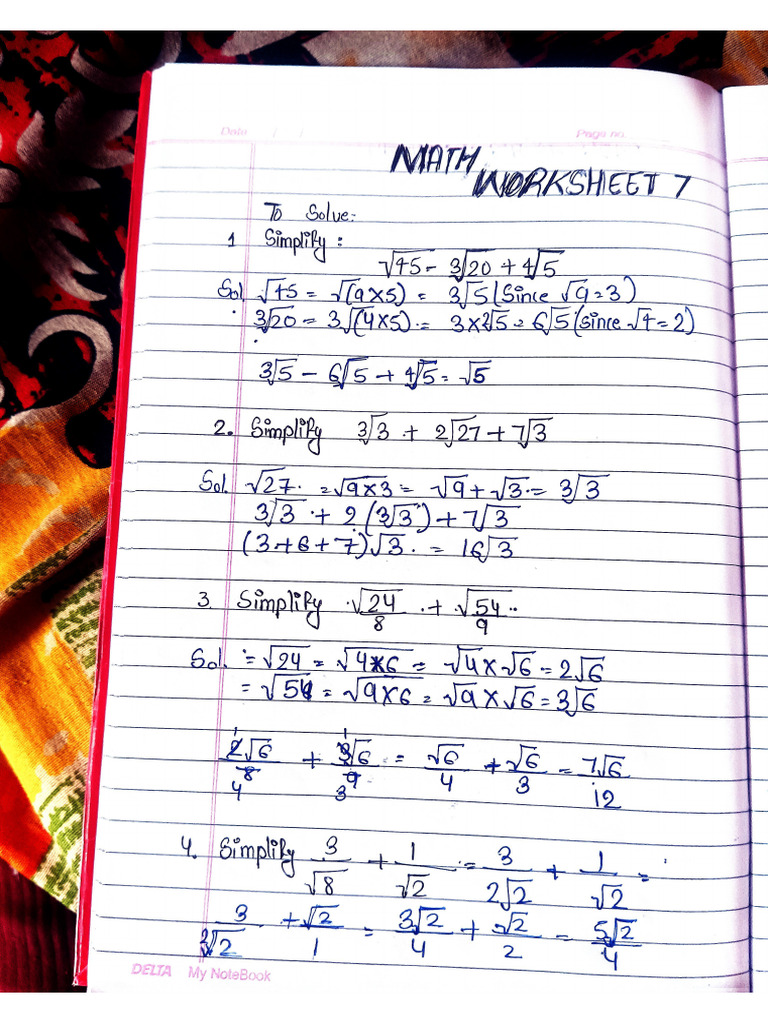 Mahak Math Worksheet 7 | PDF