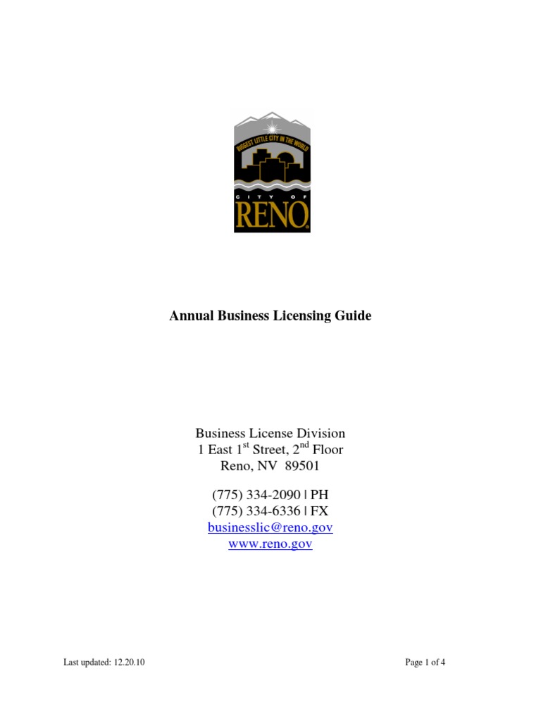 Annual Business Licensing Guide PDF Fee License