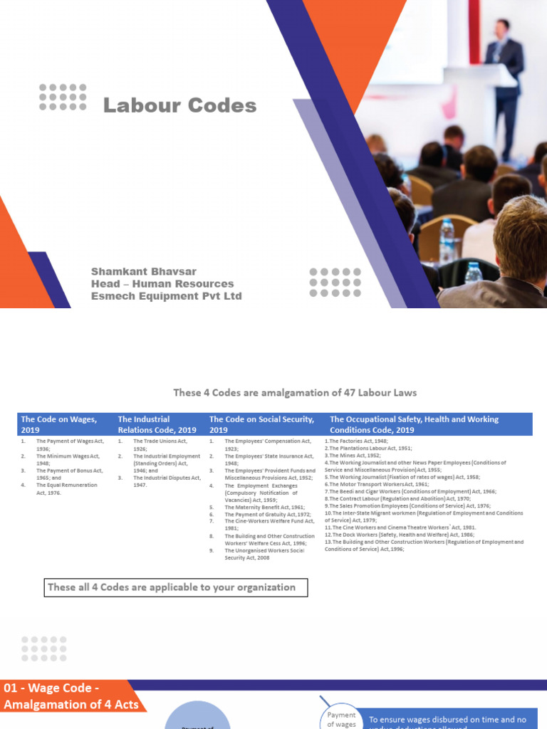 Overview of India's Labour Codes 2019 | PDF | Employment | Wage