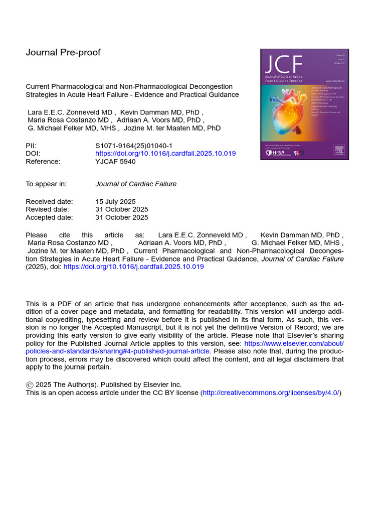 Decongestion Strategies in Acute Heart Failure | PDF | Heart Failure ...