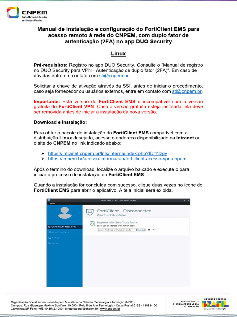 Instalação do FortiClient EMS no Linux | PDF | Rede Privada Virtual ...