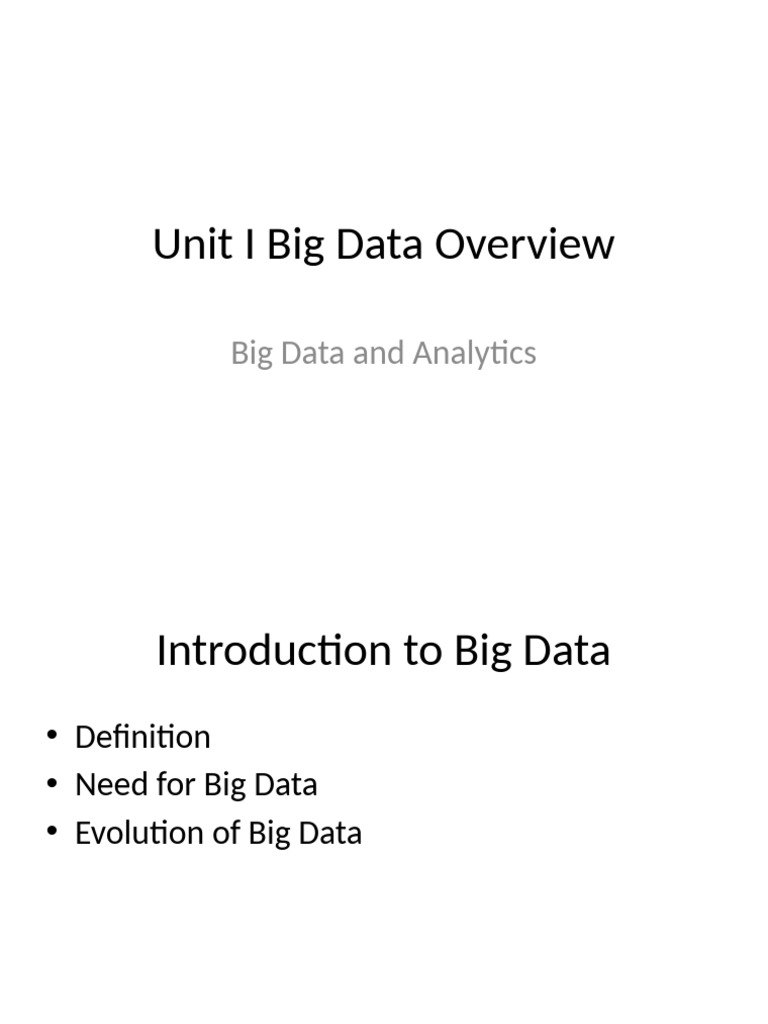 Unit I Big Data Overview | PDF