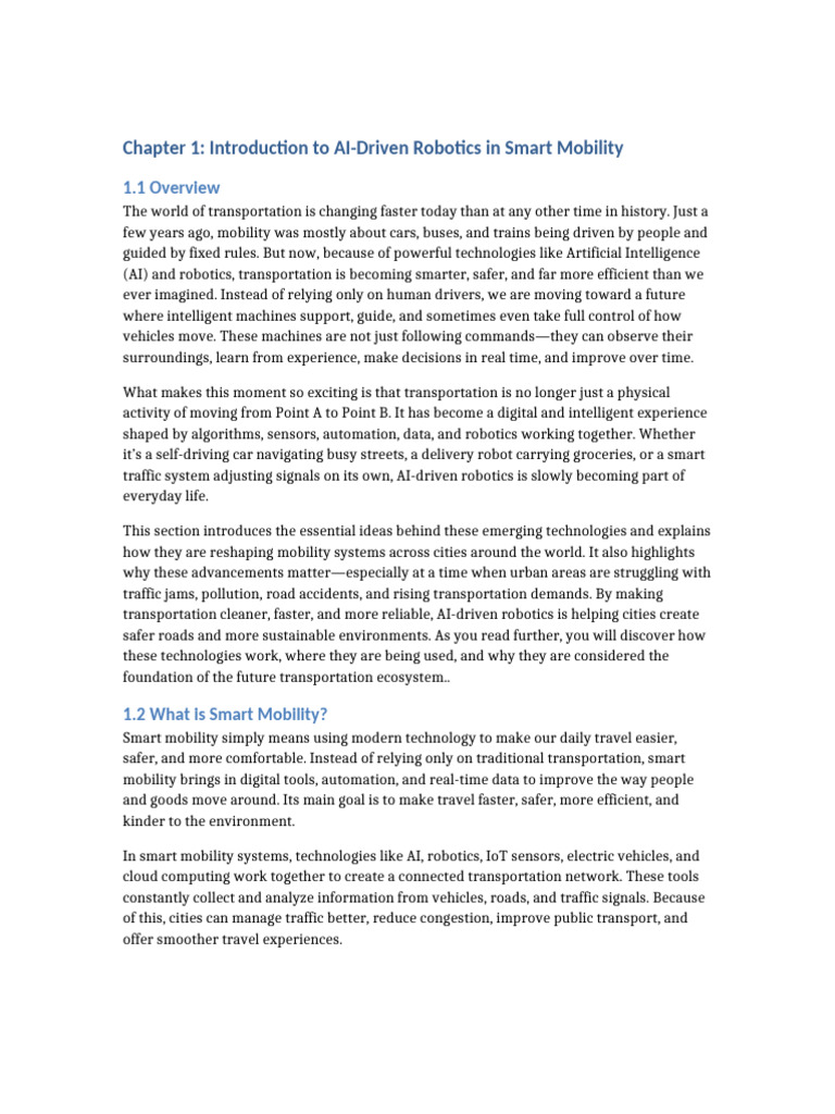 AI Robotics Transforming Smart Mobility | PDF | Artificial Intelligence ...