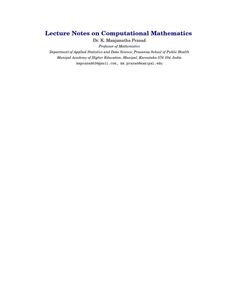 Computational Mathematics Lecture Notes | PDF | Matrix (Mathematics ...