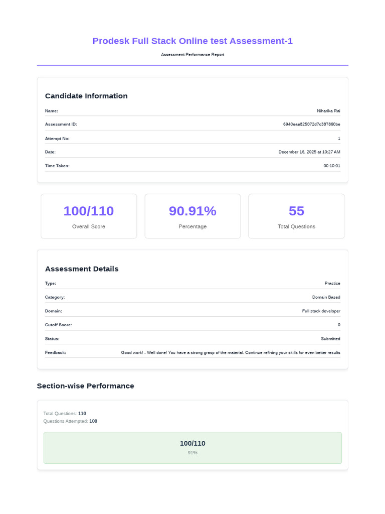 Full Stack Developer Assessment Report | PDF | Databases | Client ...