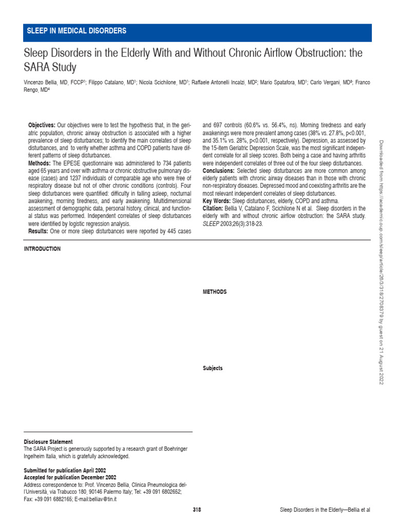 Sleep Disorders in the Elderly With and Without Chronic 1l7n1hw0rw ...