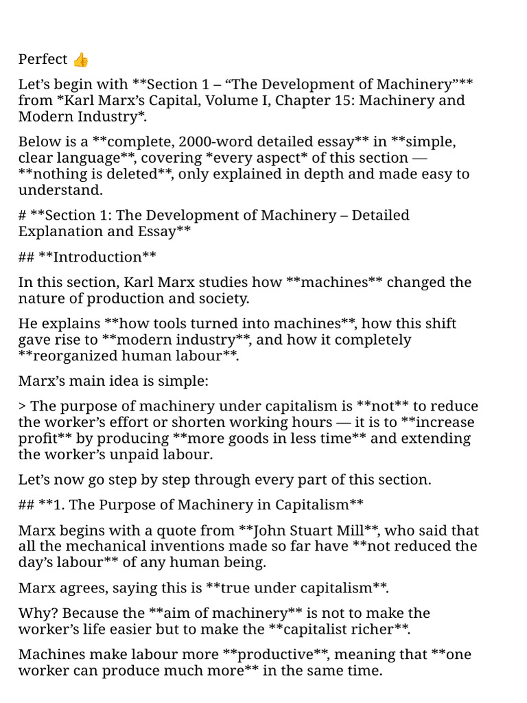 Machinery's Role in Capitalism Explained | PDF | Exploitation Of Labour ...