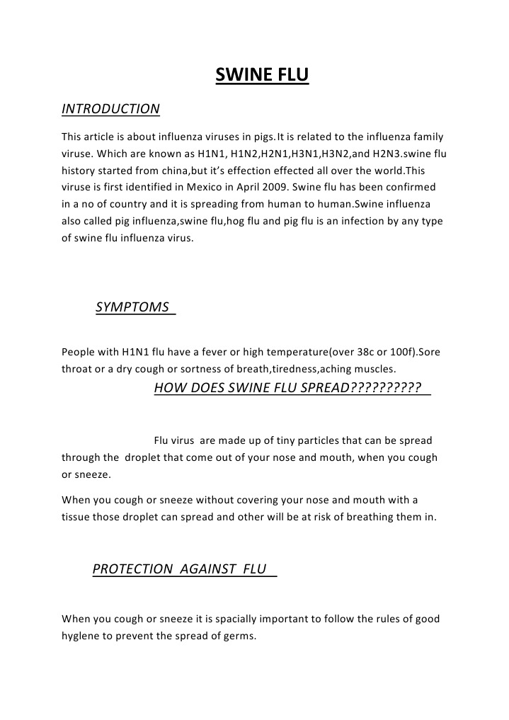 Swine Flu Pdf File – Swine Influenza Fact Sheet – FDXP