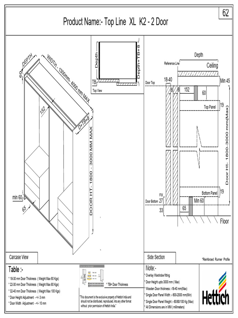Hettich Top Line Wardrobe Specifications | PDF | Door | Buildings And ...