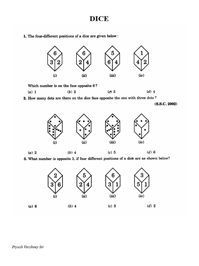 Dice Practice Questions | PDF
