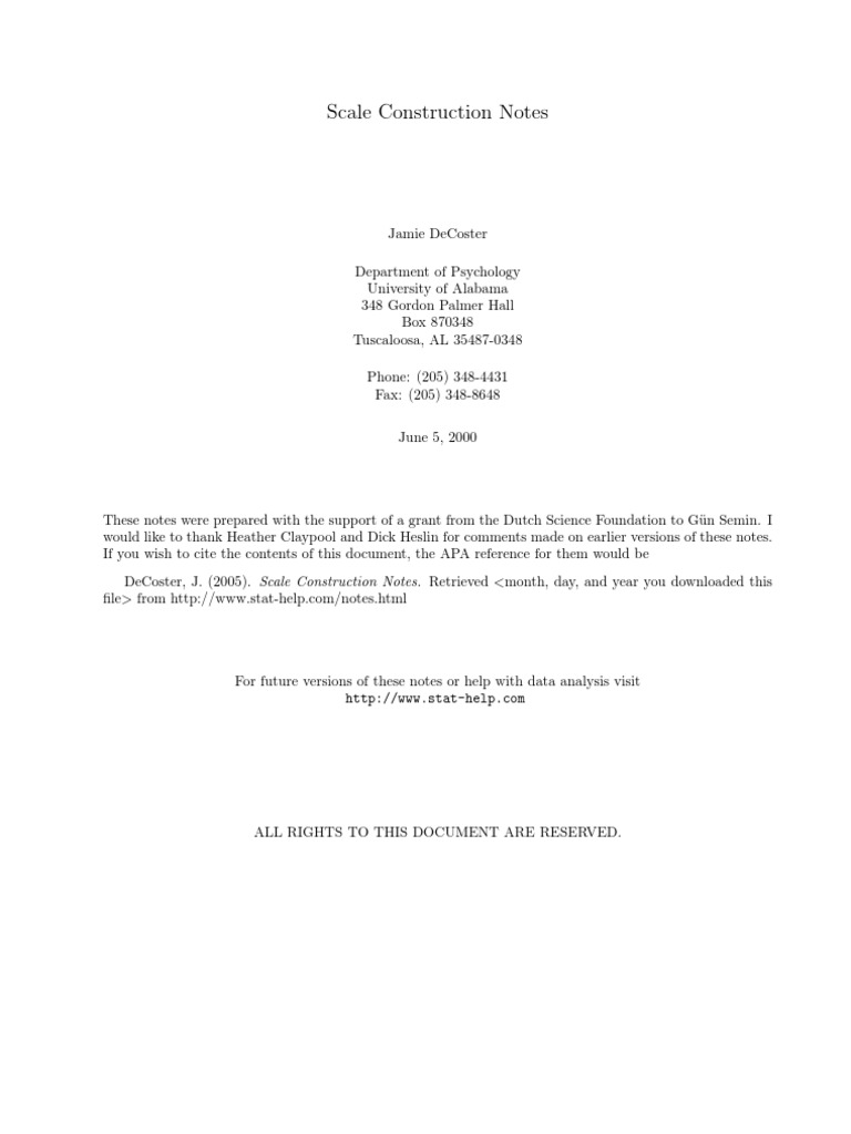 Scale Construction Notes | PDF