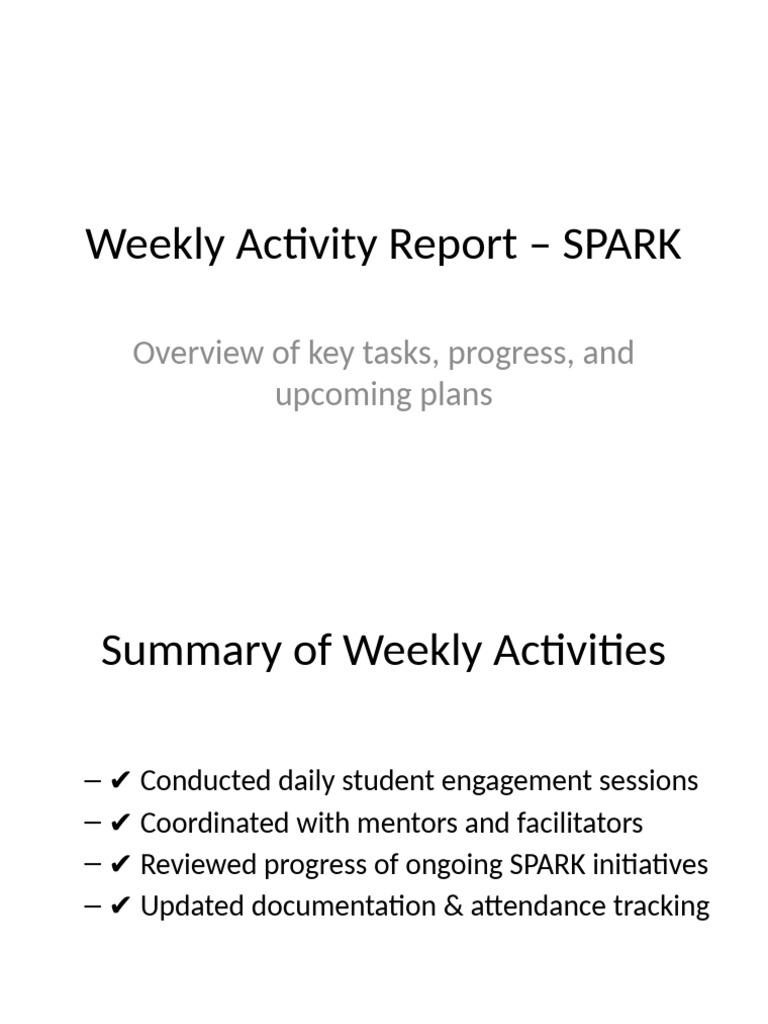 Weekly Activity Report SPARK | PDF
