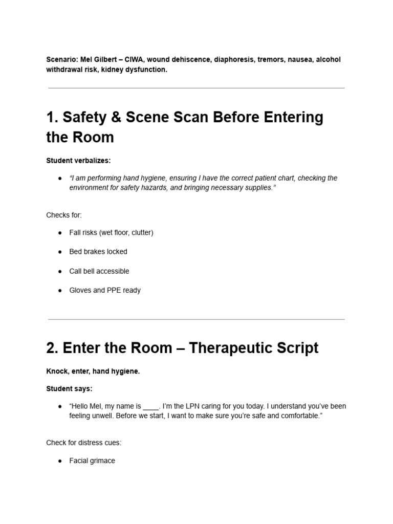 Safety & Scene Scan Before Entering The Room | PDF | Wound | Pain
