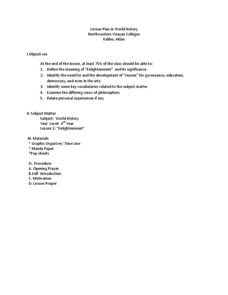 Enlightenment Lesson Plan | PDF