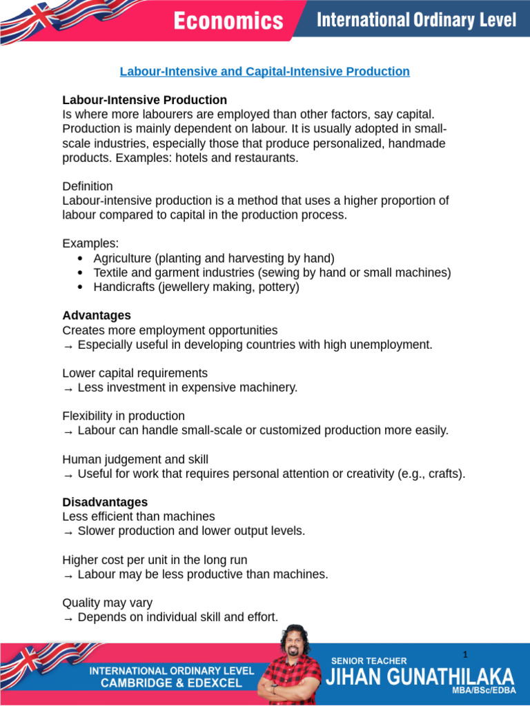 Labour vs. Capital-Intensive Production | PDF | Economies Of Scale ...