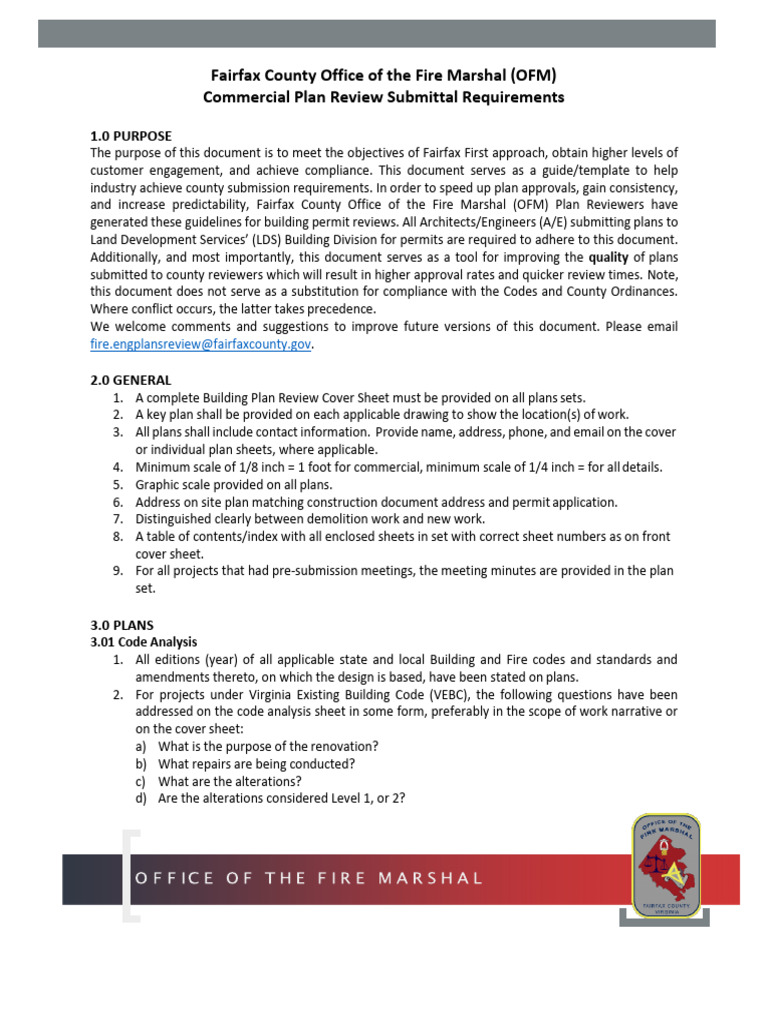 Fairfax County Fire Marshal Plan Review Guide | PDF | Wall | Fire ...