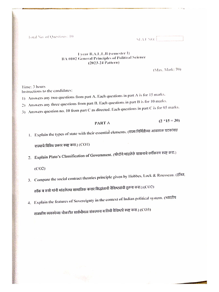 Ba LLB I Sem I & II 2024 & 25 May 2025 | PDF