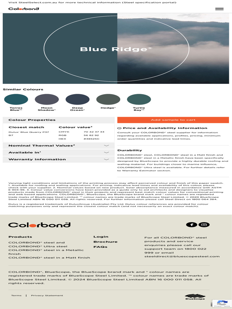 COLORBOND® Steel Product Overview | PDF